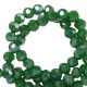 Abalorios de vidrio redondos facetados 4mm - Verde cadmio-revestimiento pearl shine